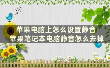 苹果电脑上怎么设置静音 苹果笔记本电脑静音怎么去掉